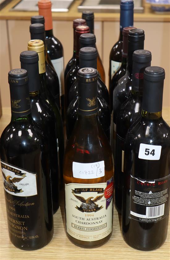 Eighteen bottles of European and New World wine